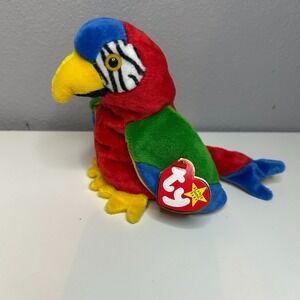Rare w/ Errors Ty Beanie Baby Jabber Parrot Plush Toy Stuffed Animal Collectible